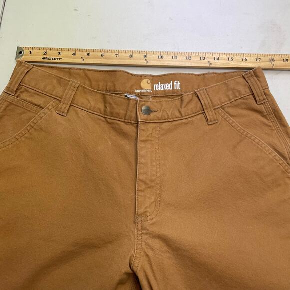 Carhartt Relaxed Fit Tan Canvas Workwear Utility Pant Jeans size 36X32 - Picture 13 of 16